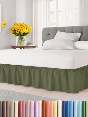 Olive Green Bed Skirt Dust Ruffle - TWIN/TWIN XL